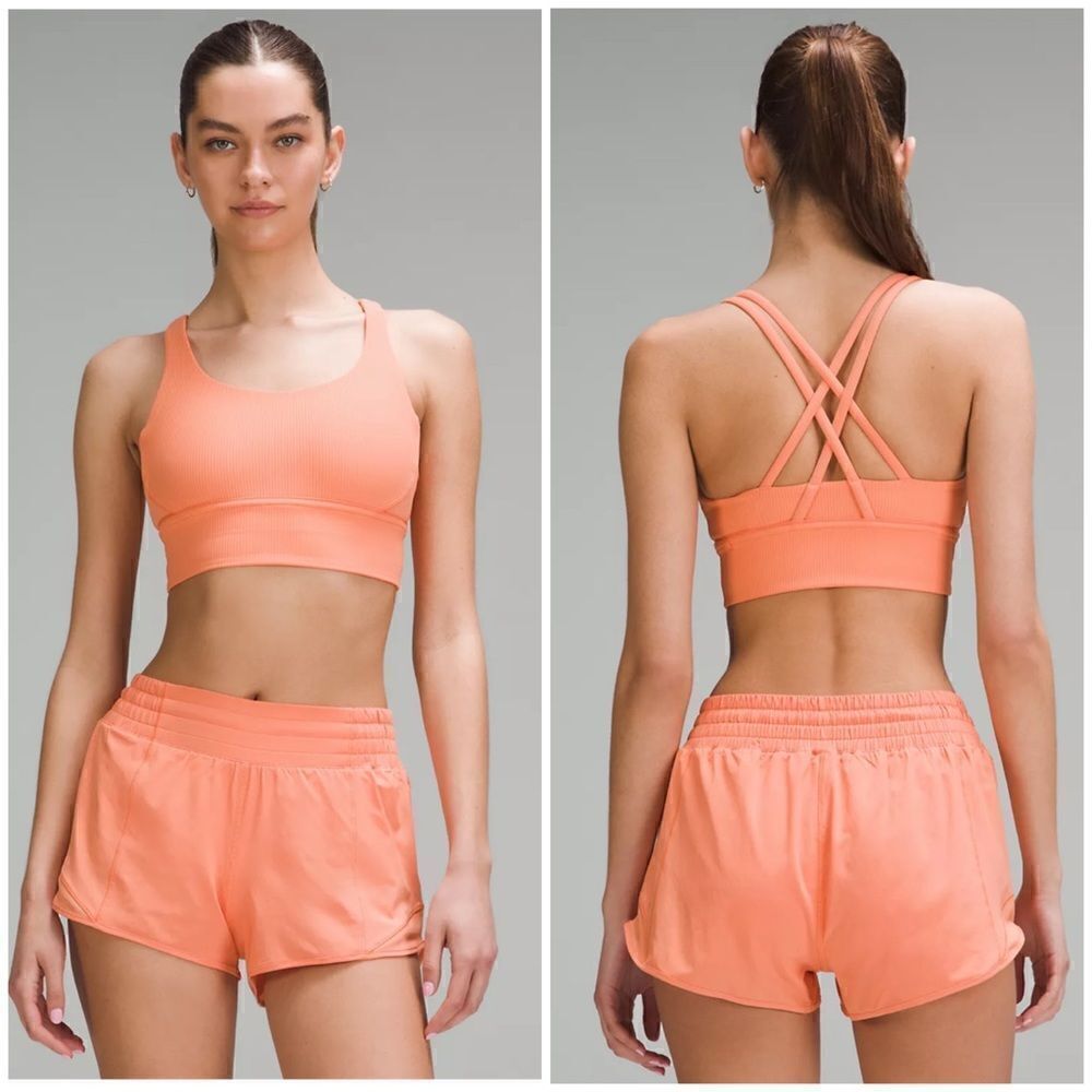 LULUEMON Energy Longline Bra in Coral Kiss